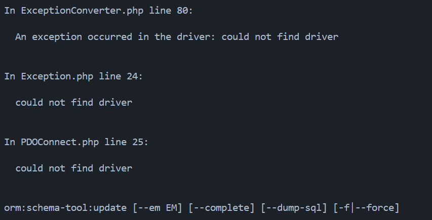 pgsql driver error